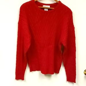 Red Talbots cable knit sweater